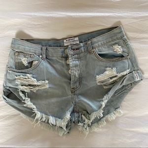 One Teaspoon Bandits Cutoff Shorts 28 Light Wash